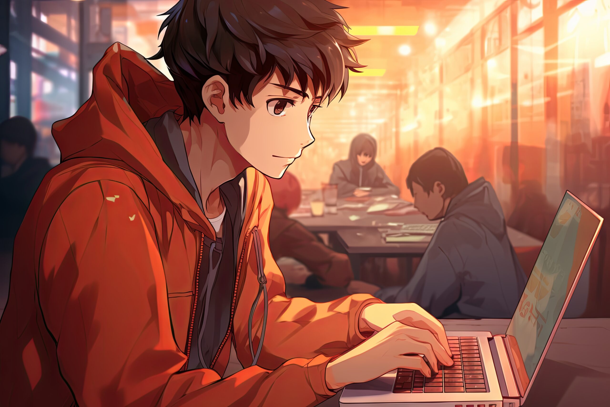 boy watching animes